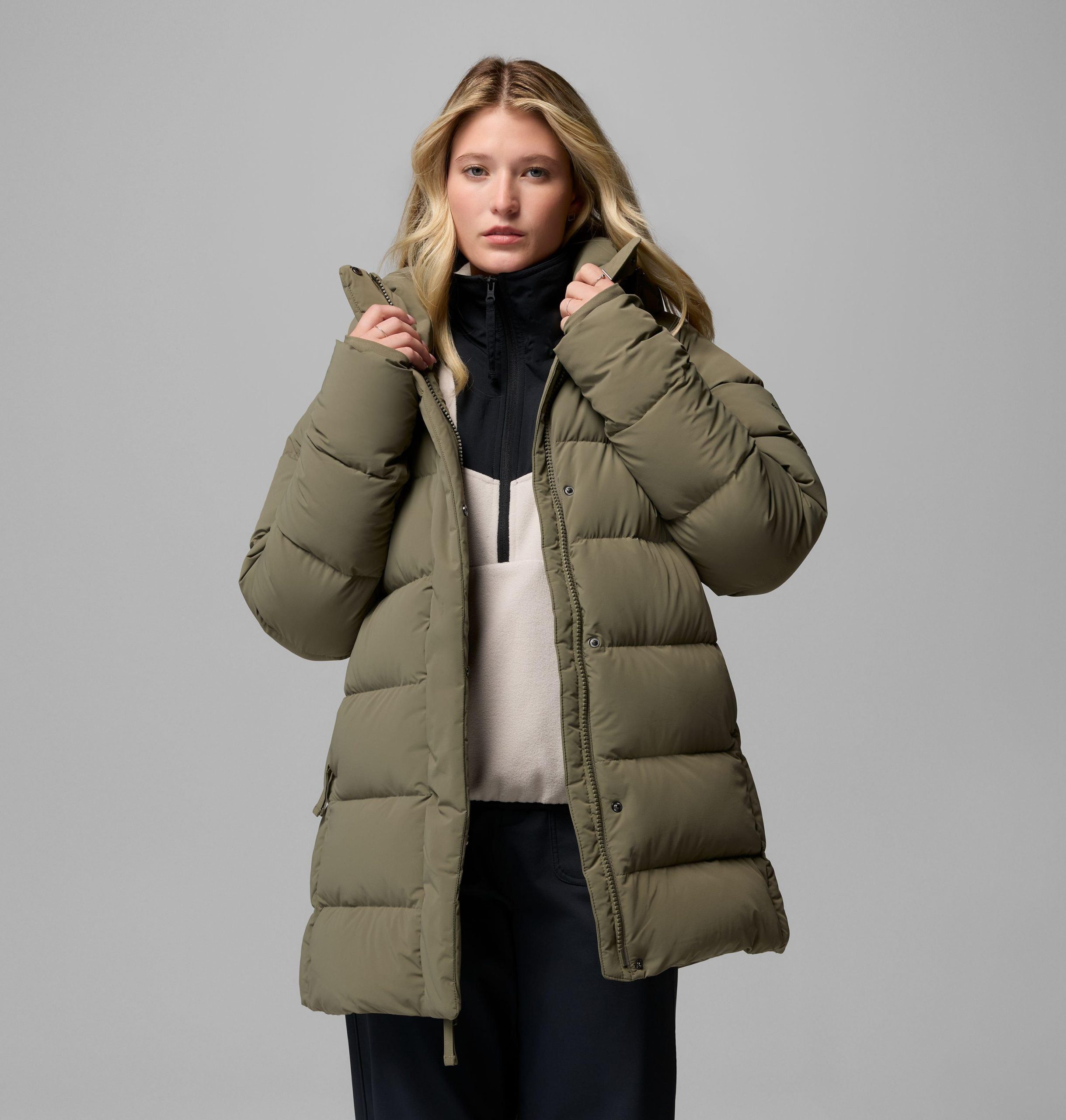 dames amaze puff mid hooded jacket