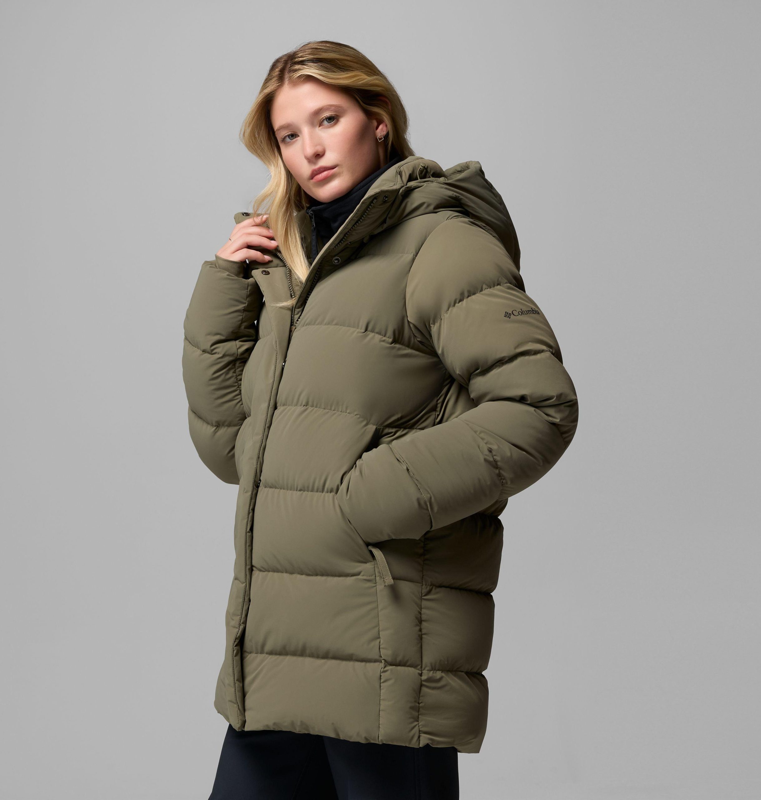 dames amaze puff mid hooded jacket