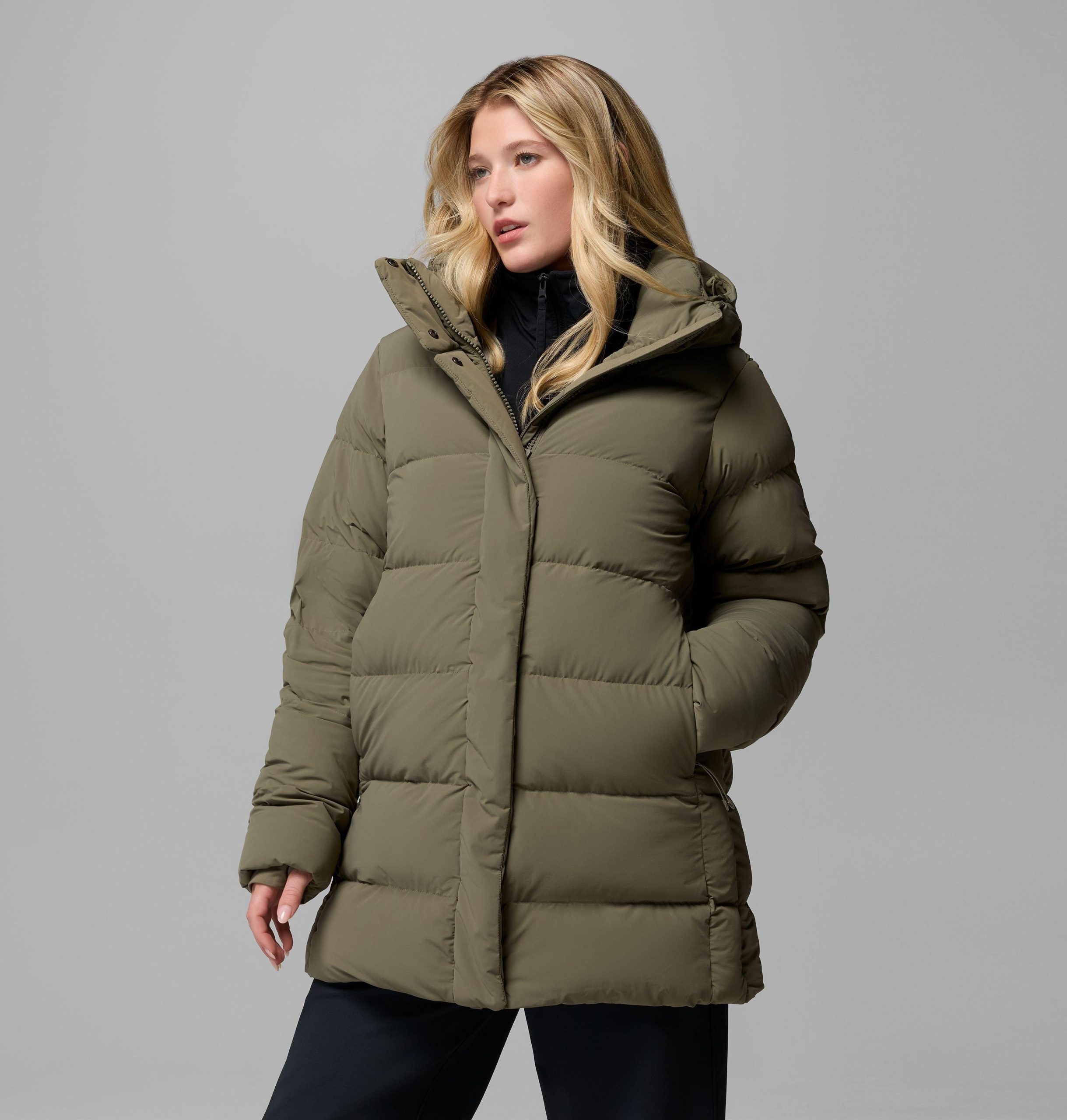 dames amaze puff mid hooded jacket