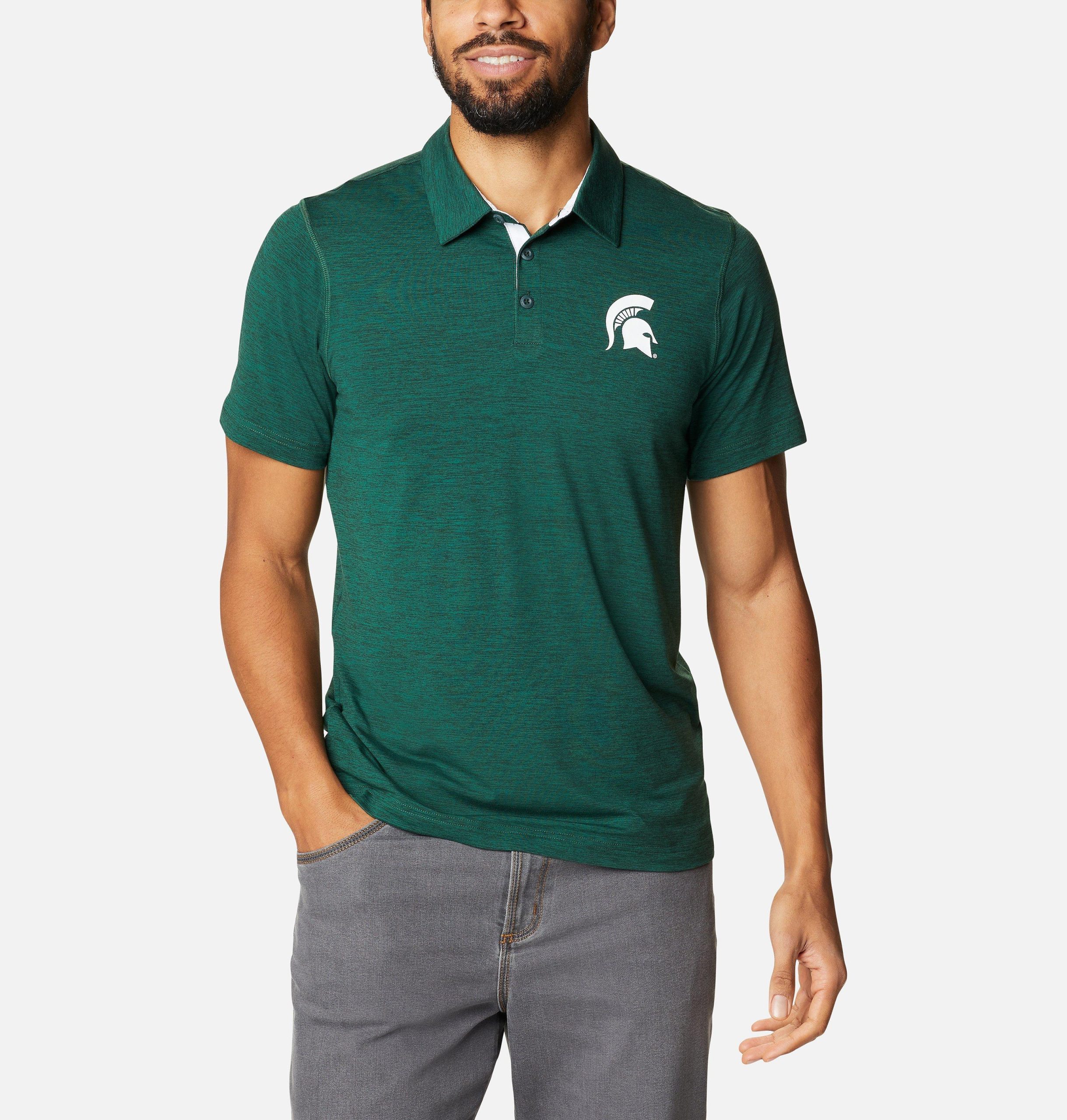 heren collegiate tech trail polo - michigan state