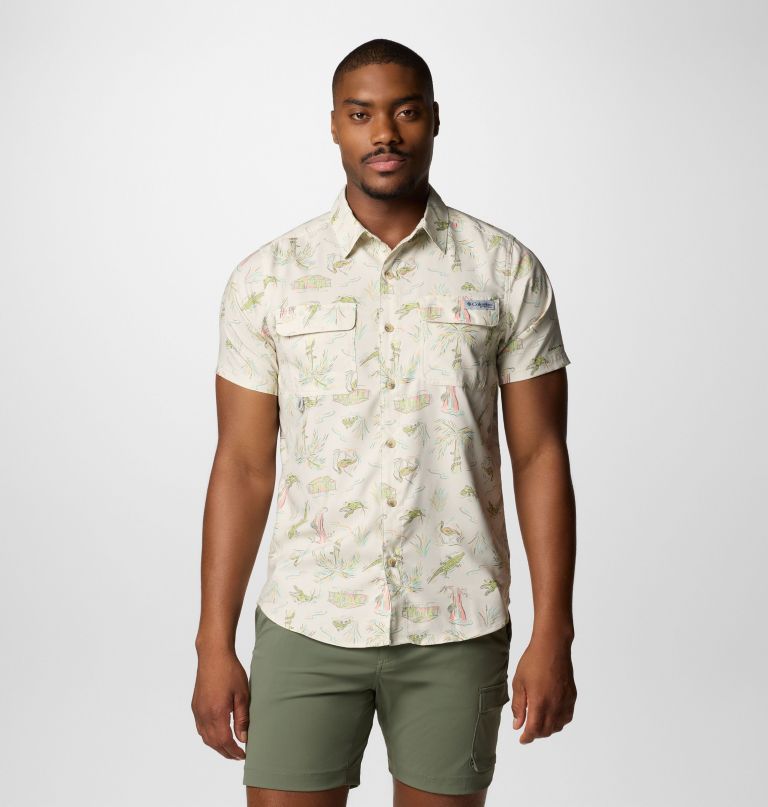 men pfg uncharted printed short sleeve shirt - tall