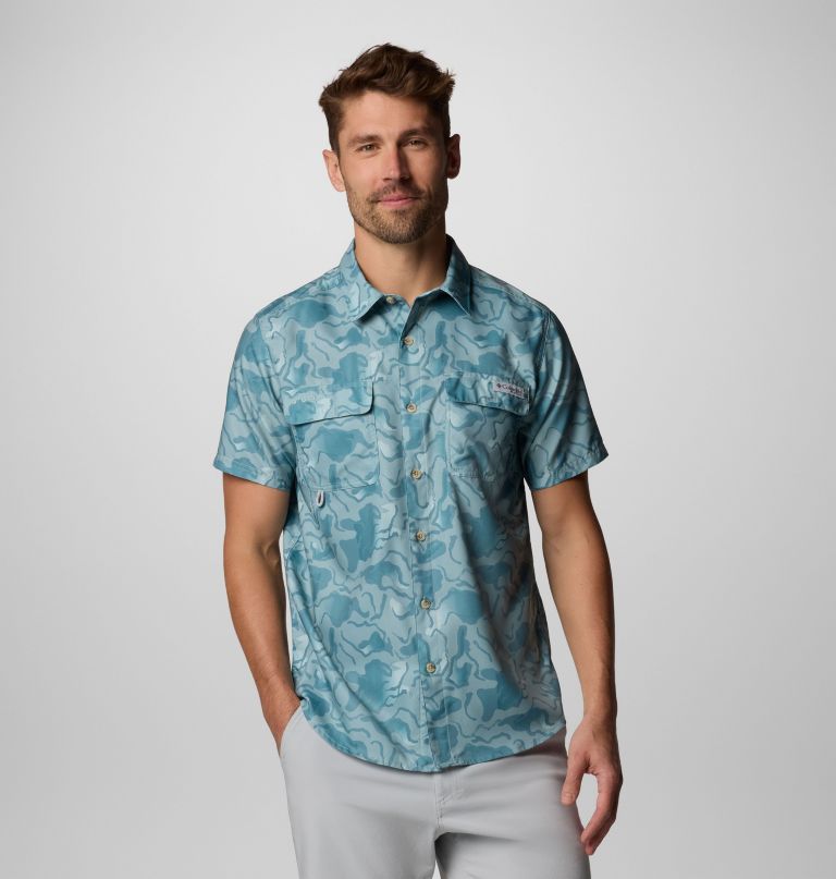 men pfg uncharted printed short sleeve shirt - tall