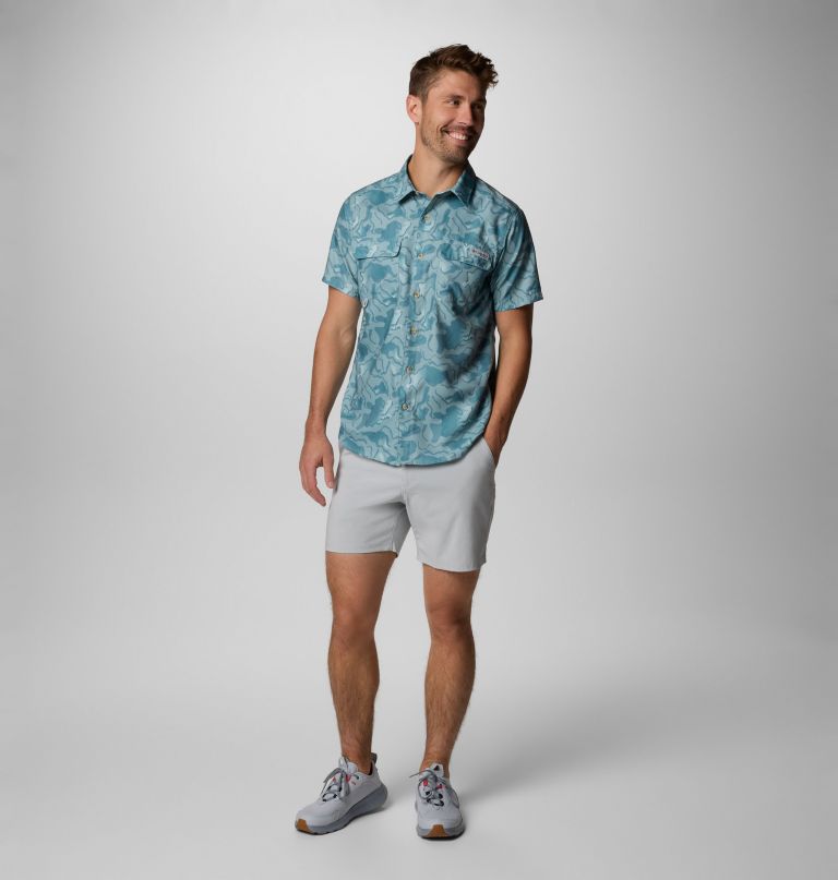 men pfg uncharted printed short sleeve shirt - tall