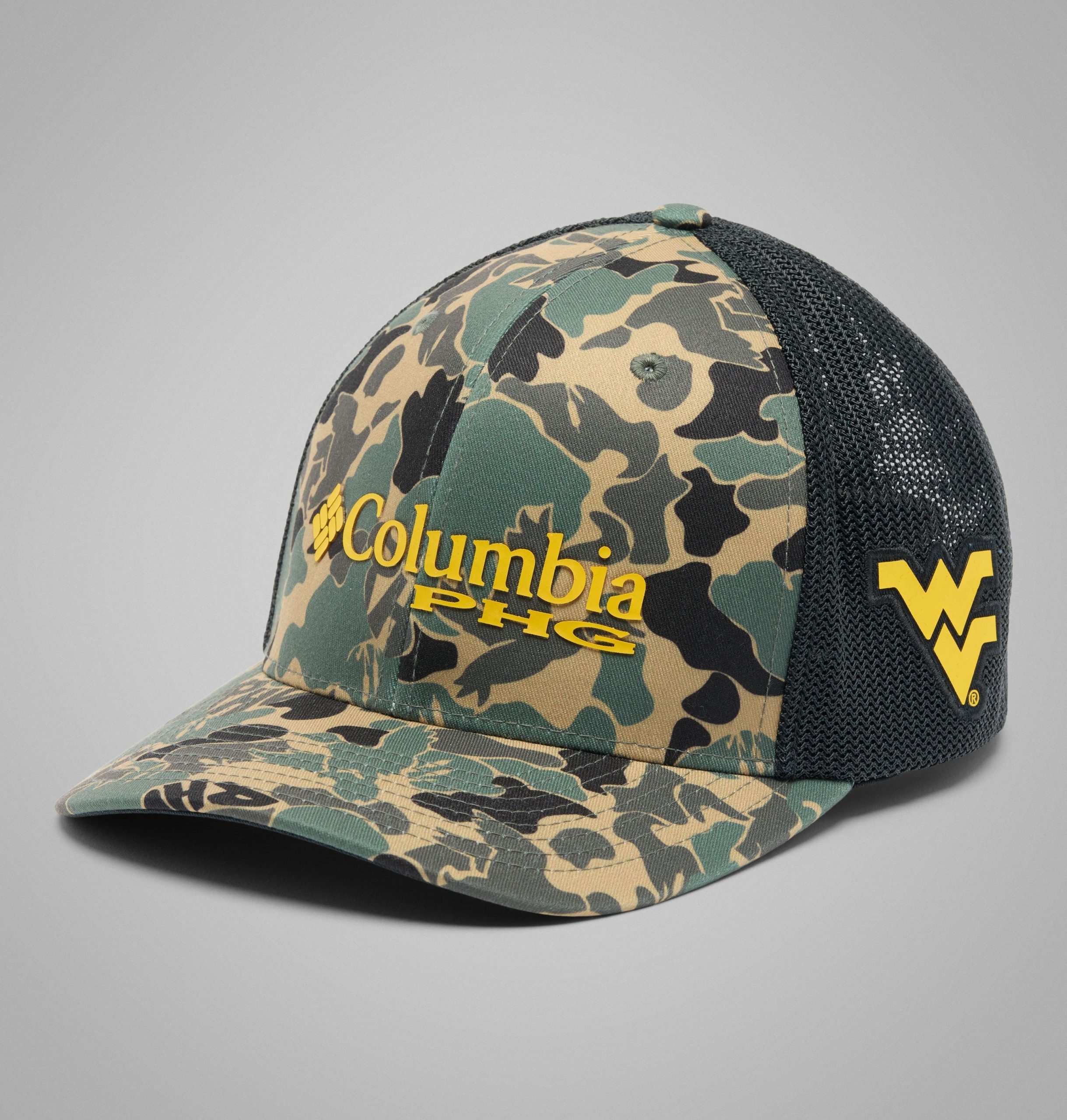 collegiate phg camo mesh baseballpet - west virginia