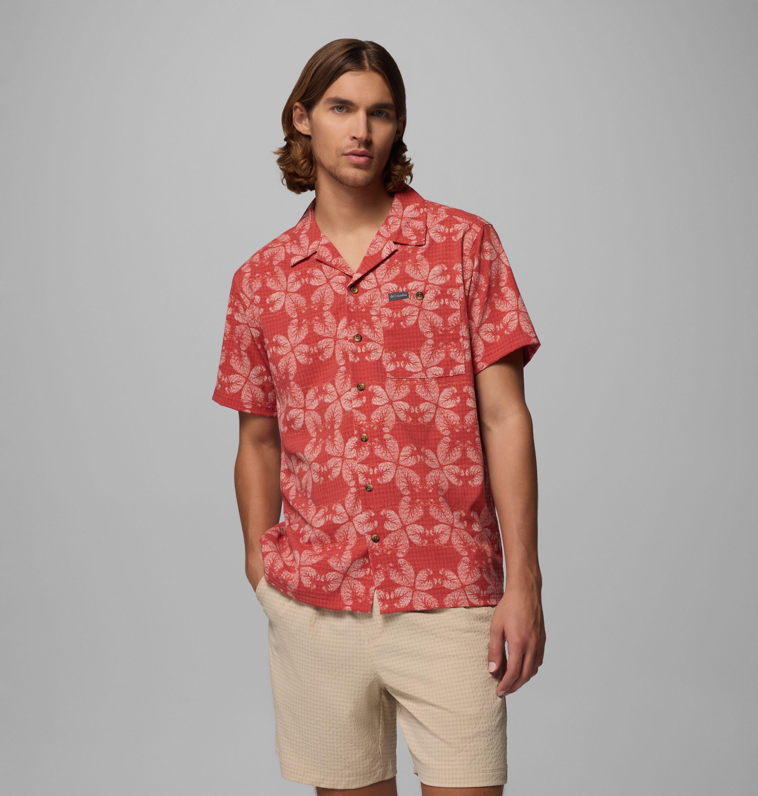 heren utilizer print camp shirt - lang