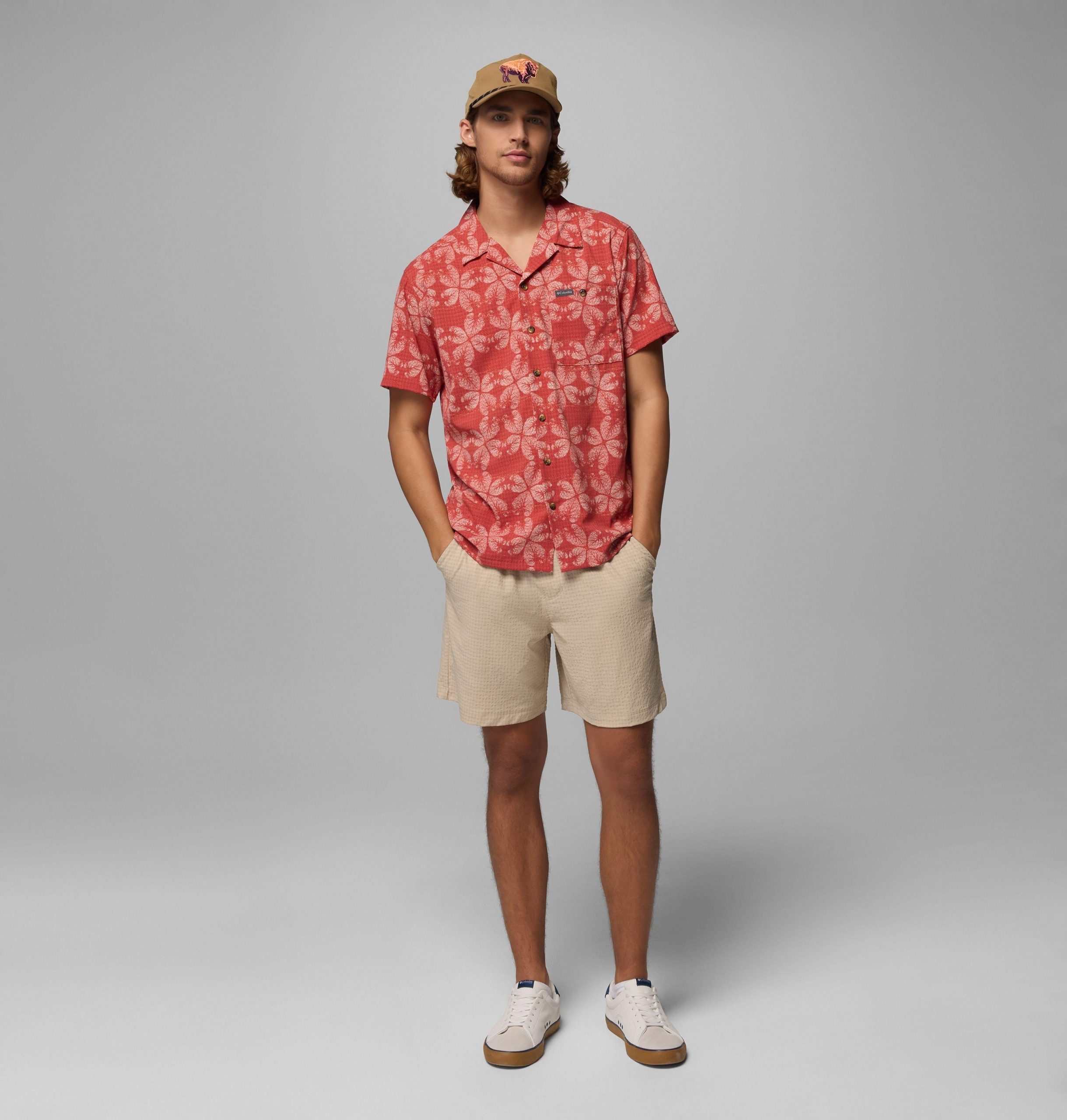 heren utilizer print camp shirt - lang