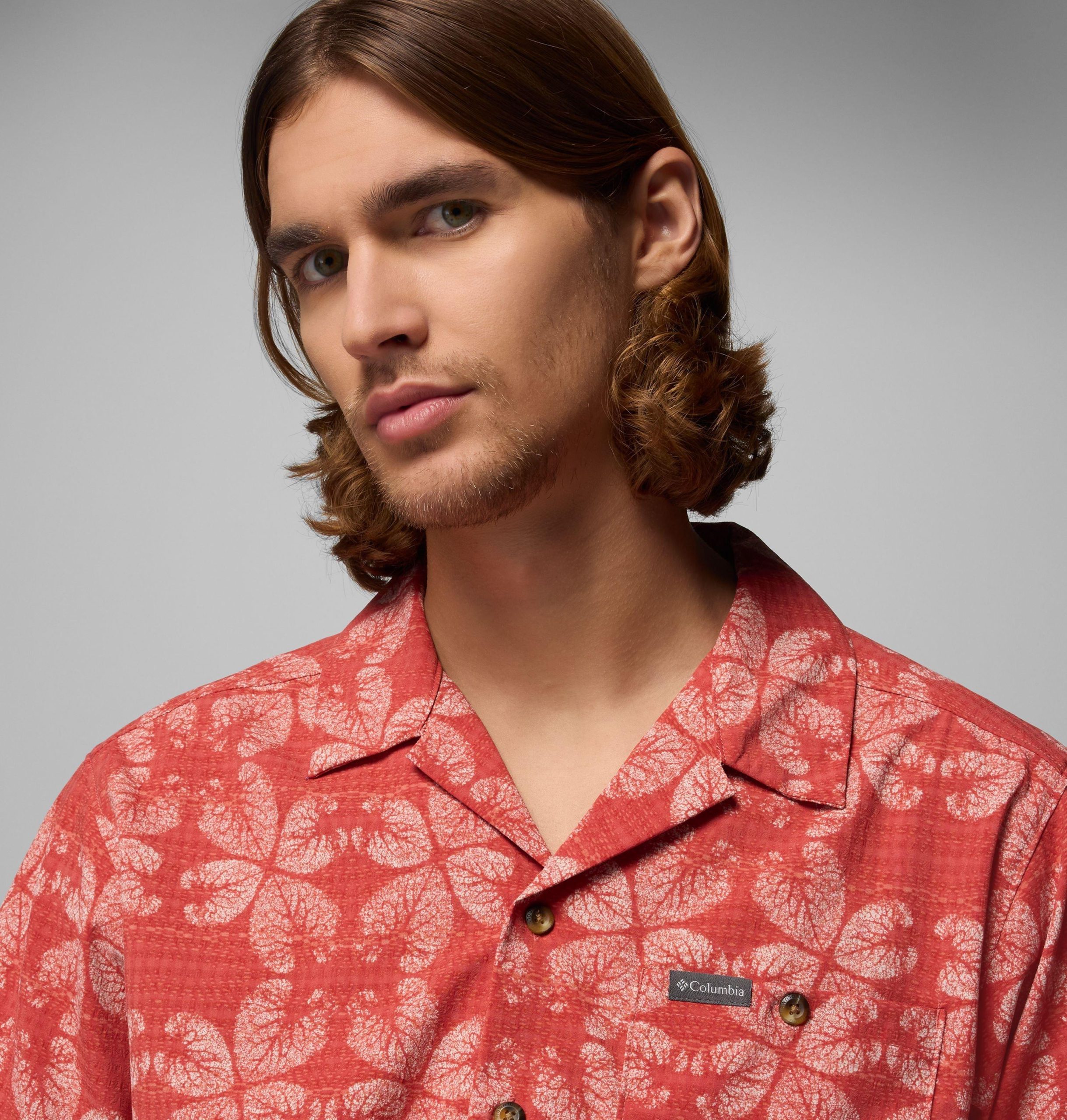 heren utilizer print camp shirt - lang