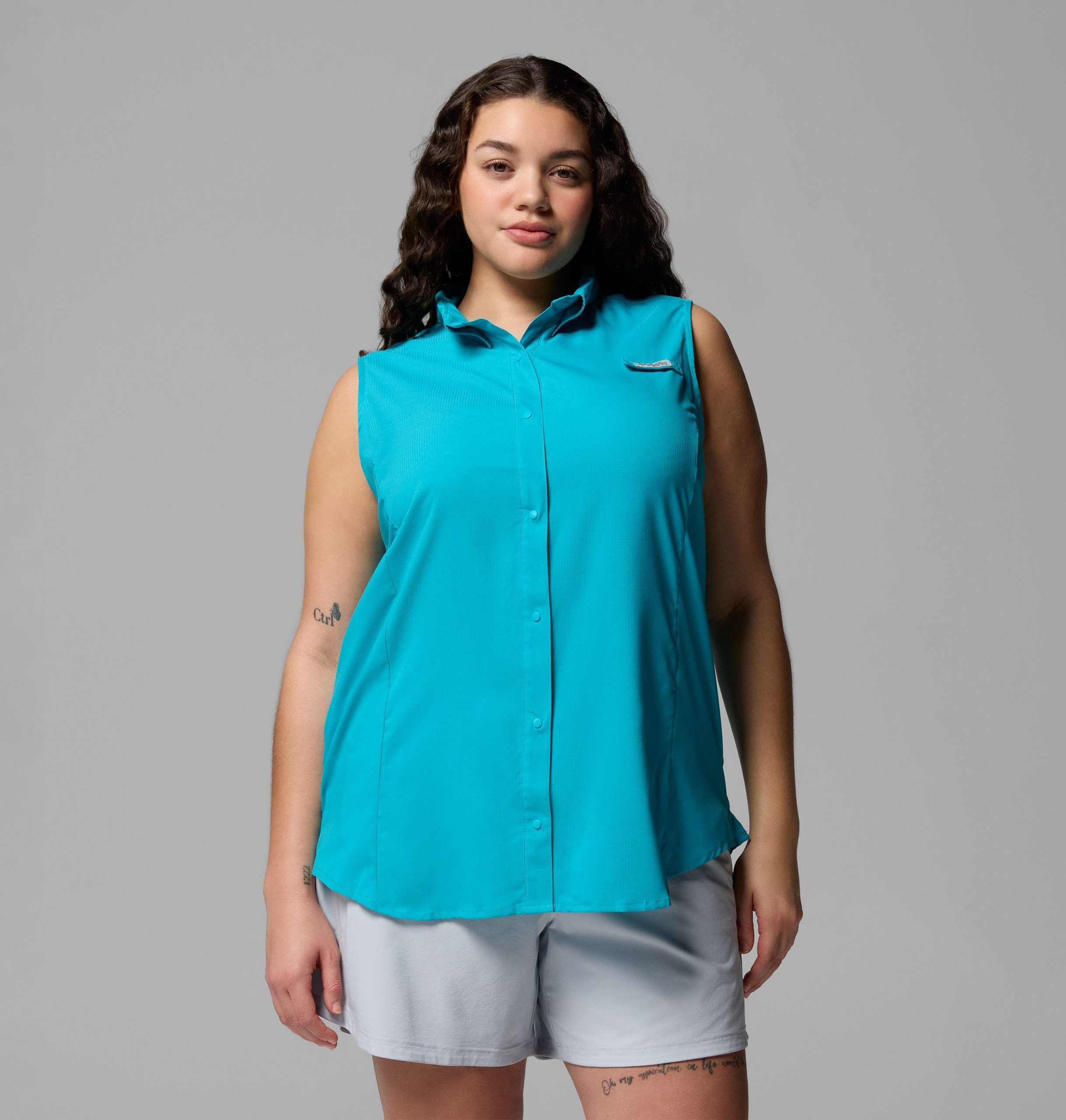 pfg tamiami mouwloos shirt voor dames - plus size