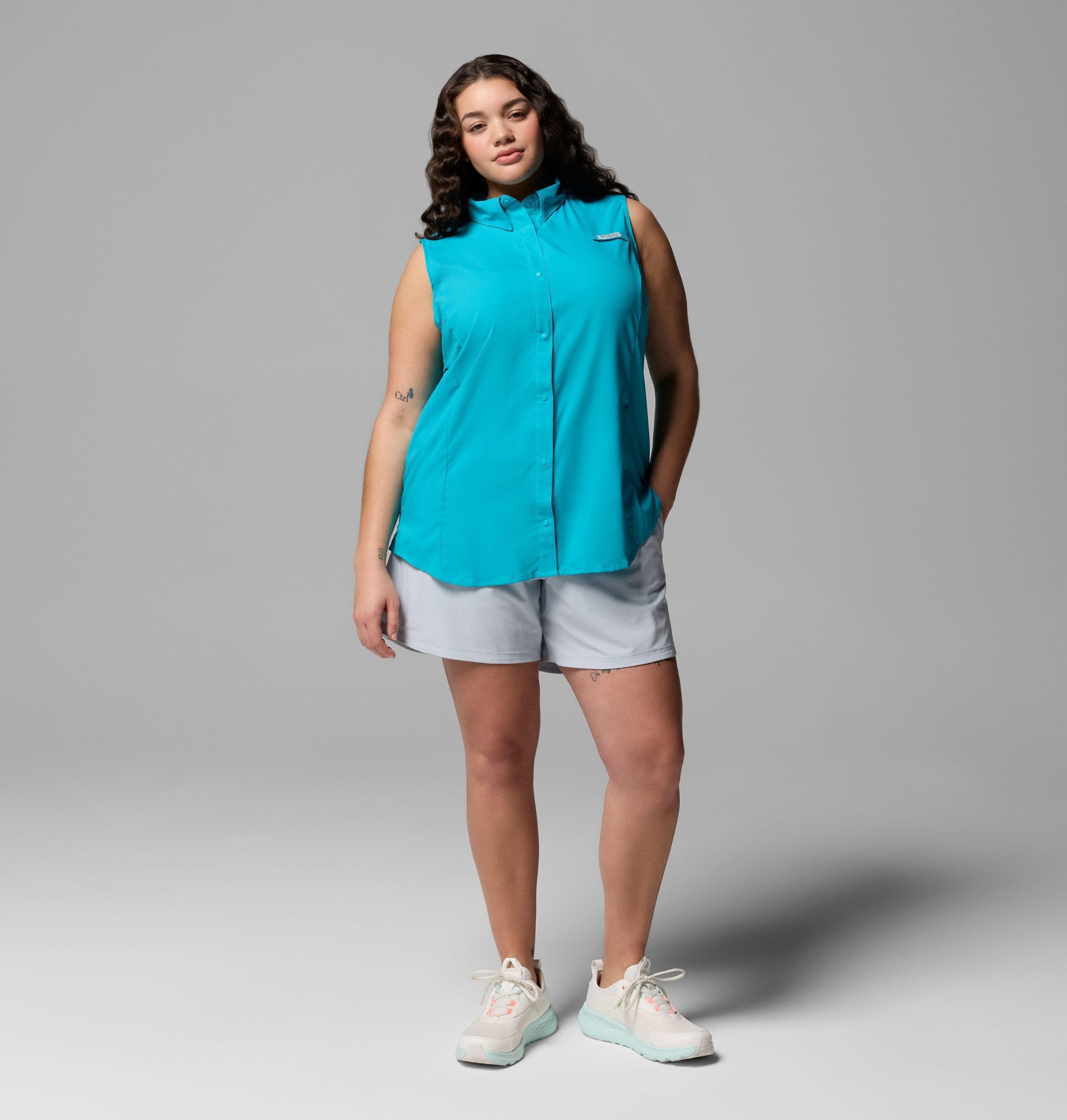pfg tamiami mouwloos shirt voor dames - plus size