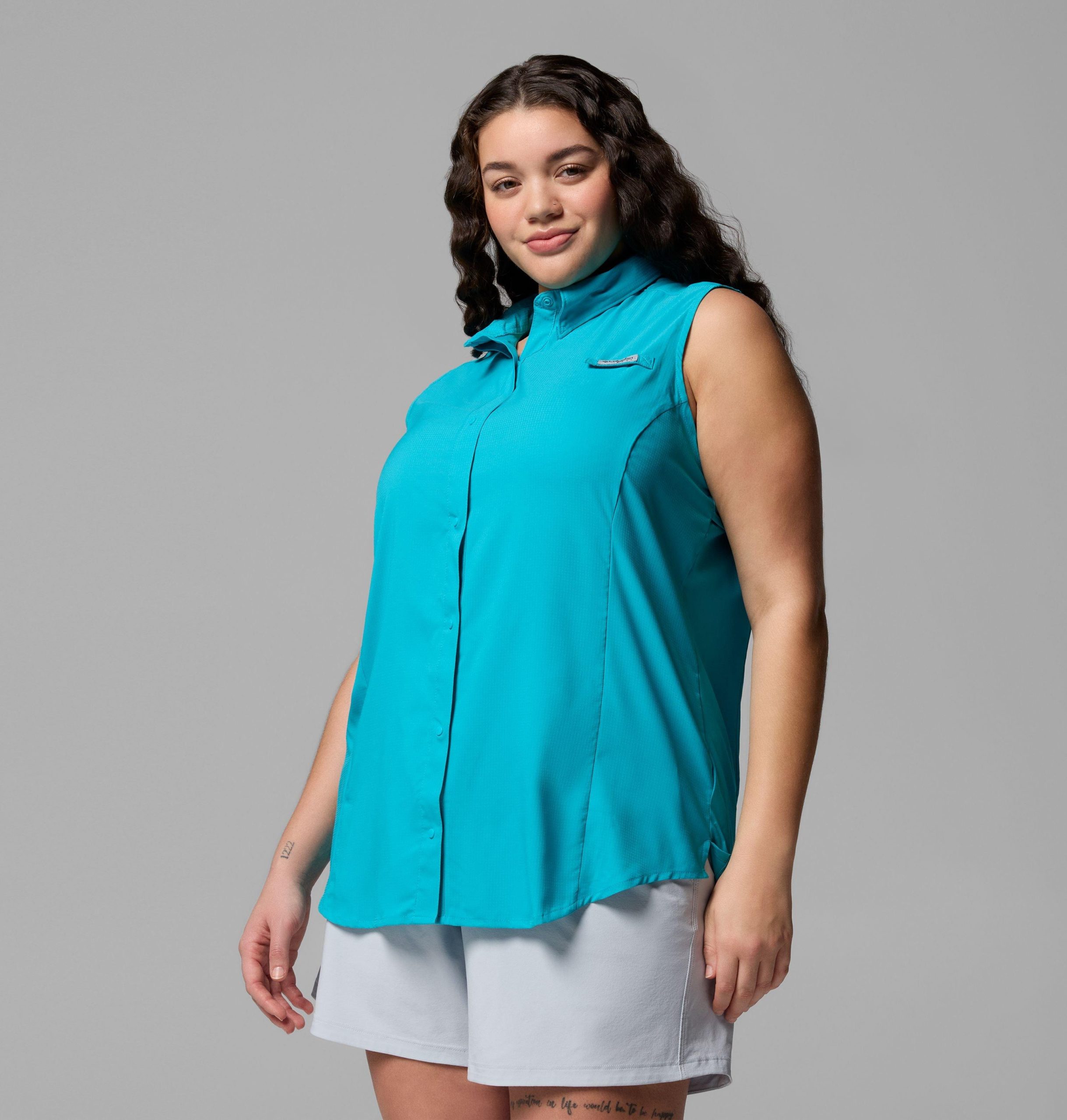 pfg tamiami mouwloos shirt voor dames - plus size