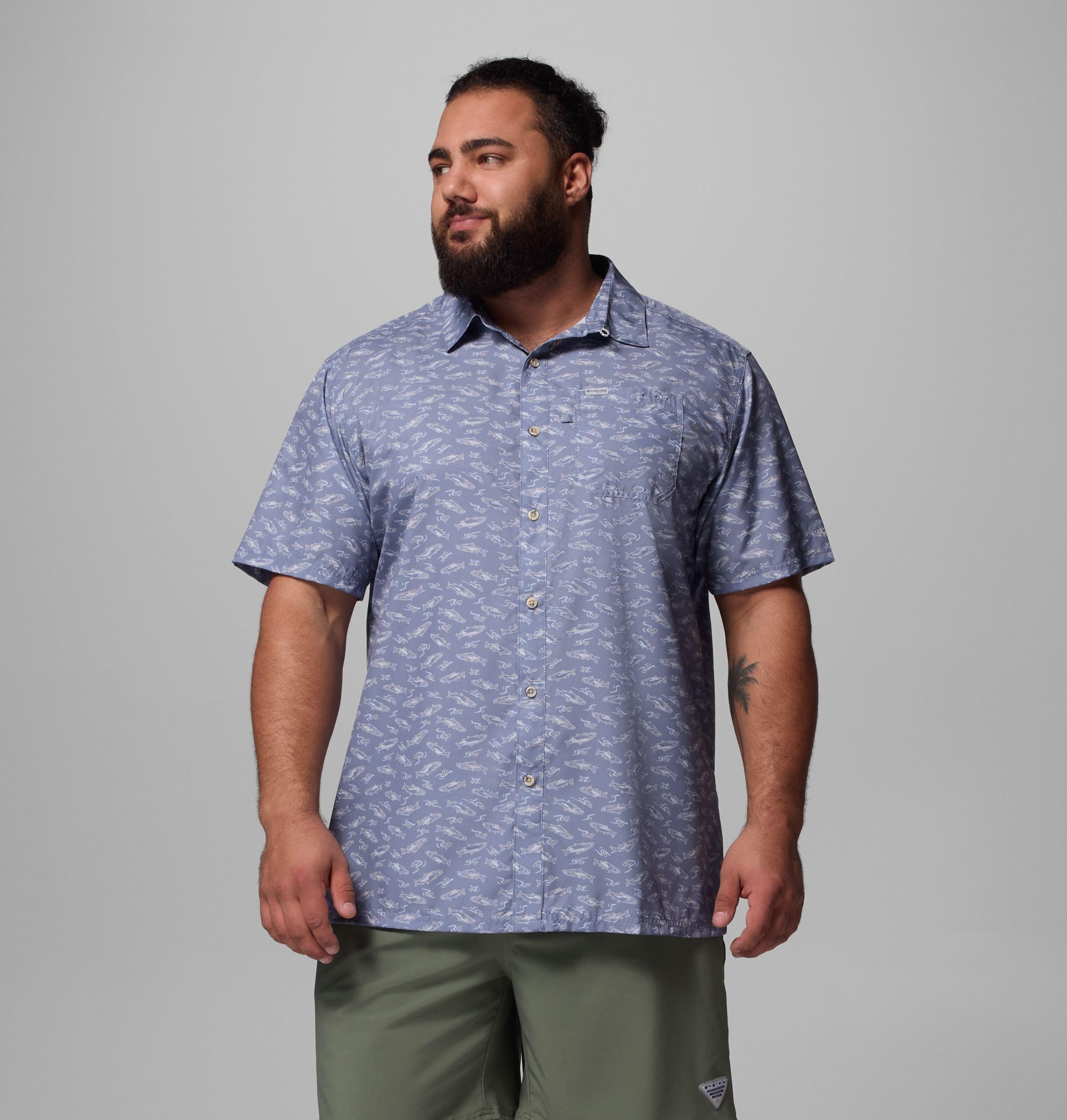 heren pfg super slack tide camp shirt – groot