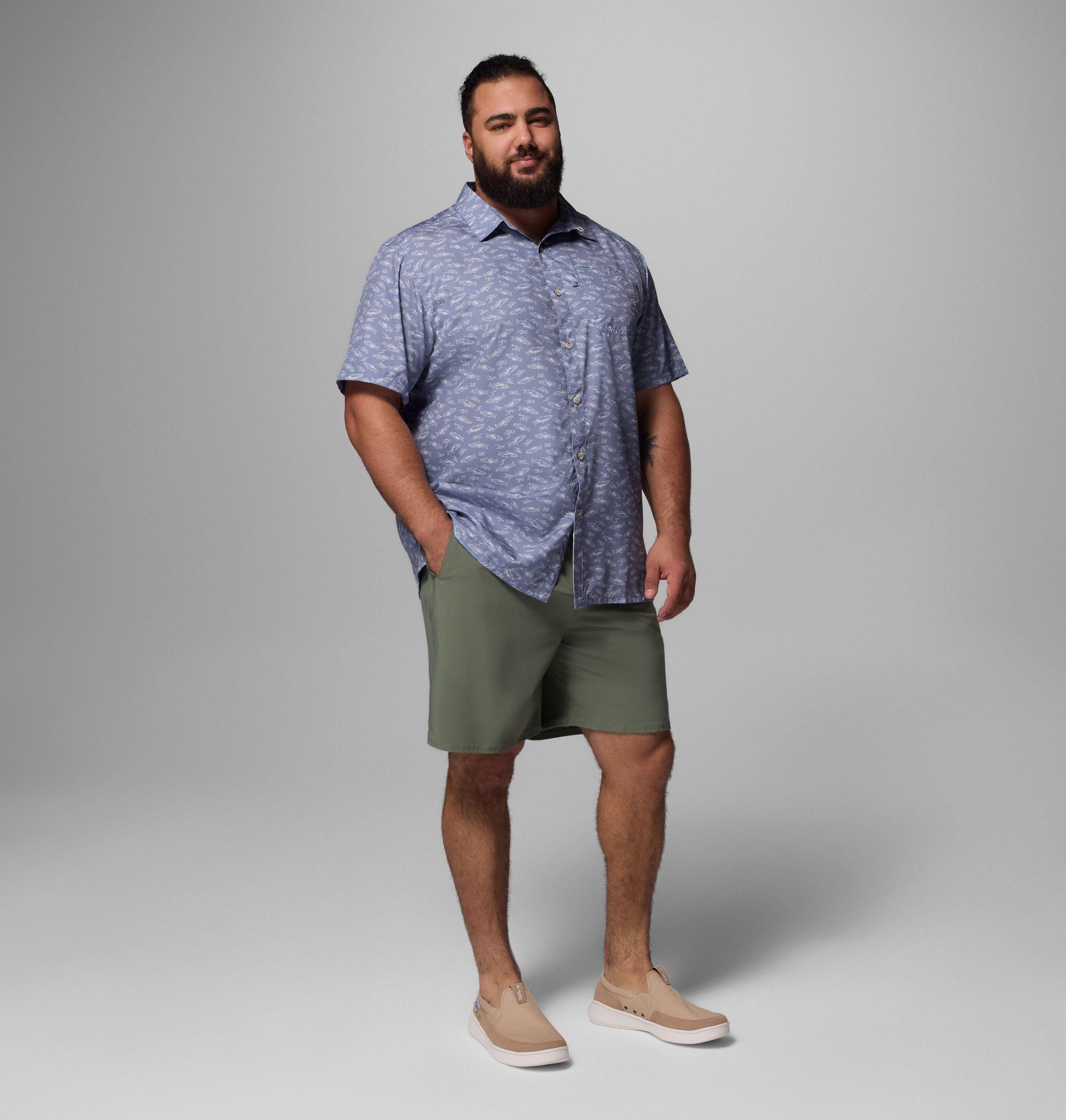 heren pfg super slack tide camp shirt – groot