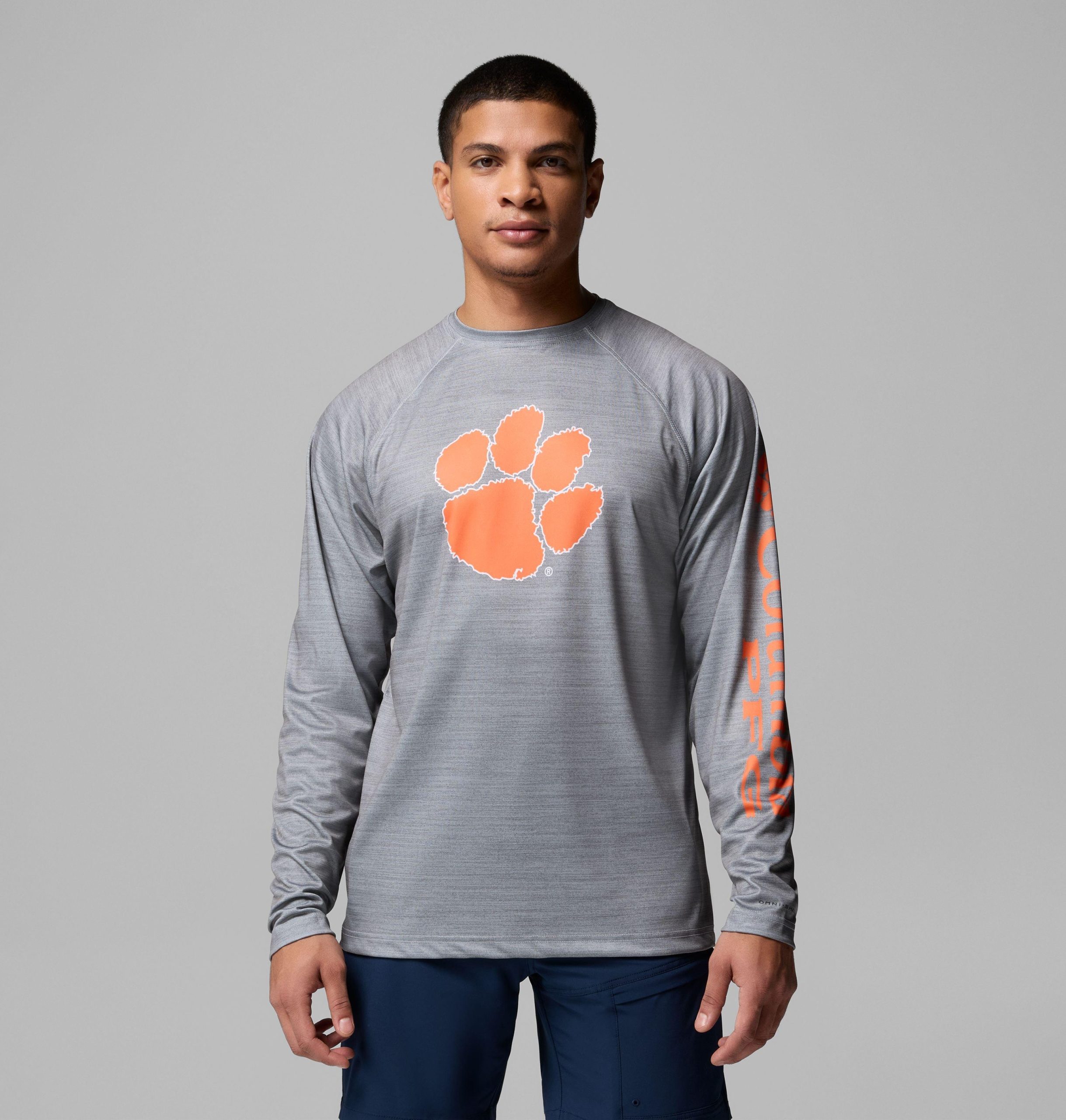 heren pfg terminal tackle shirt met lange mouwen gemêleerd - clemson