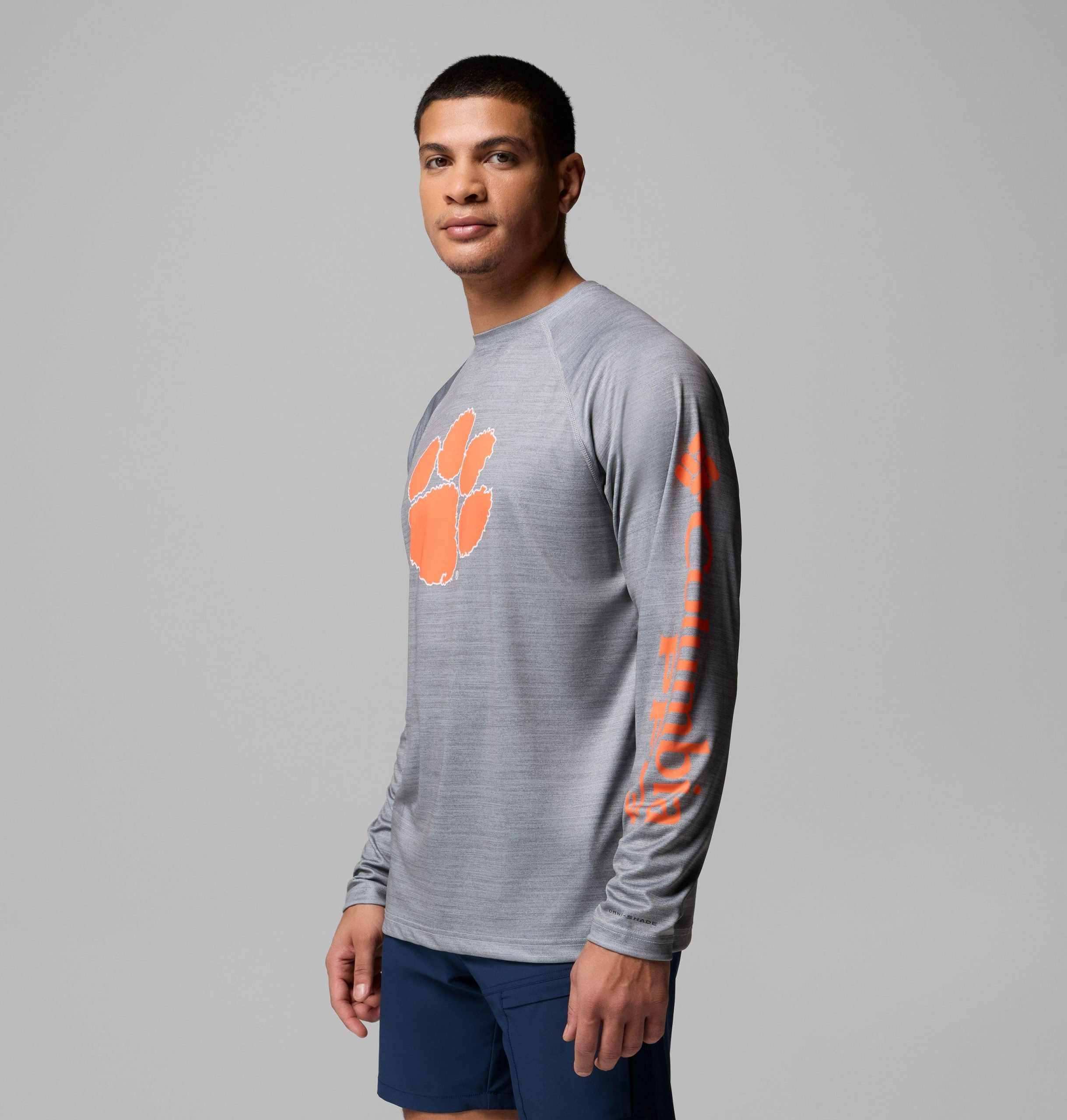 heren pfg terminal tackle shirt met lange mouwen gemêleerd - clemson