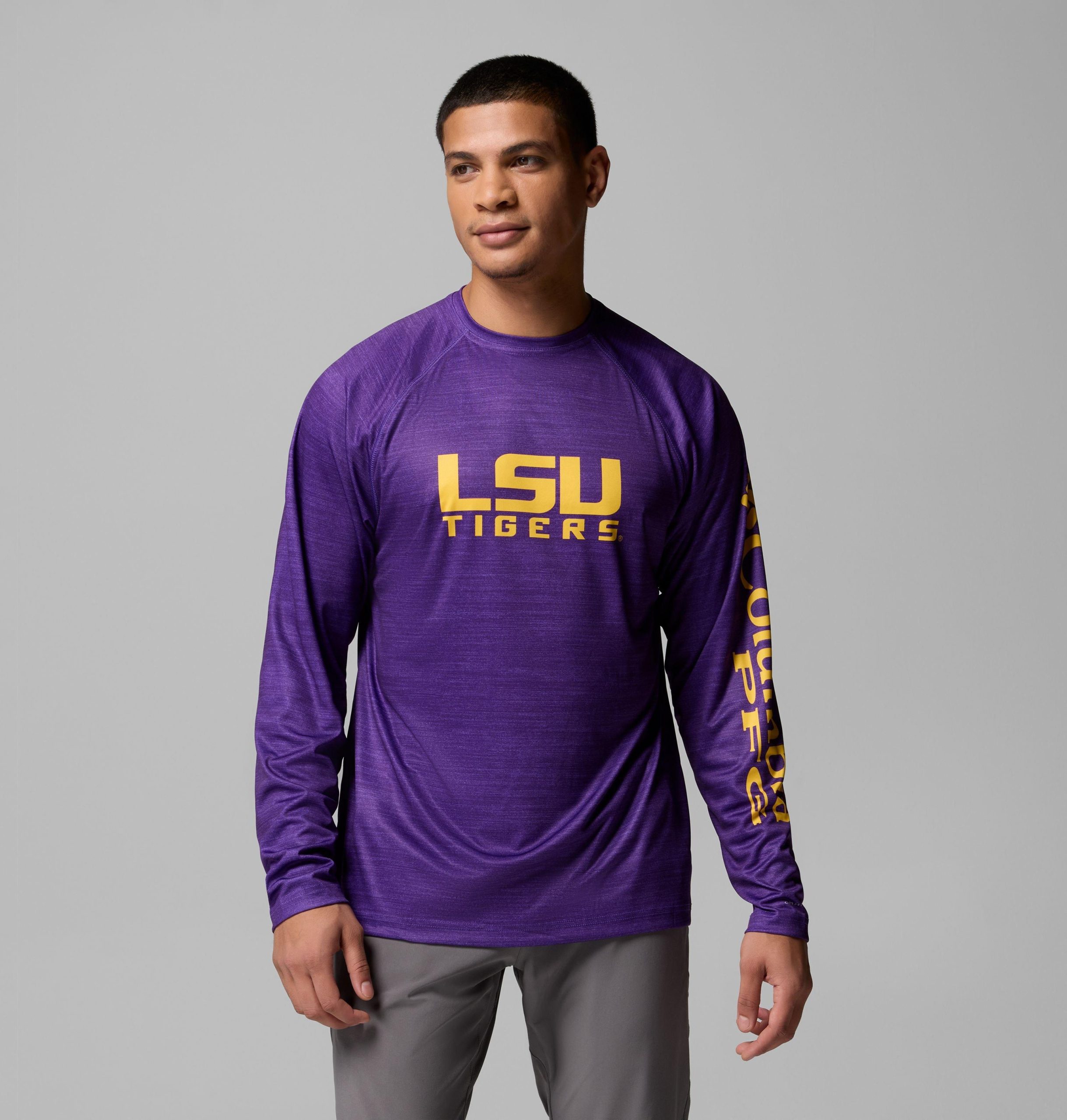 heren college pfg terminal tackle shirt met lange mouwen gemêleerd - lsu