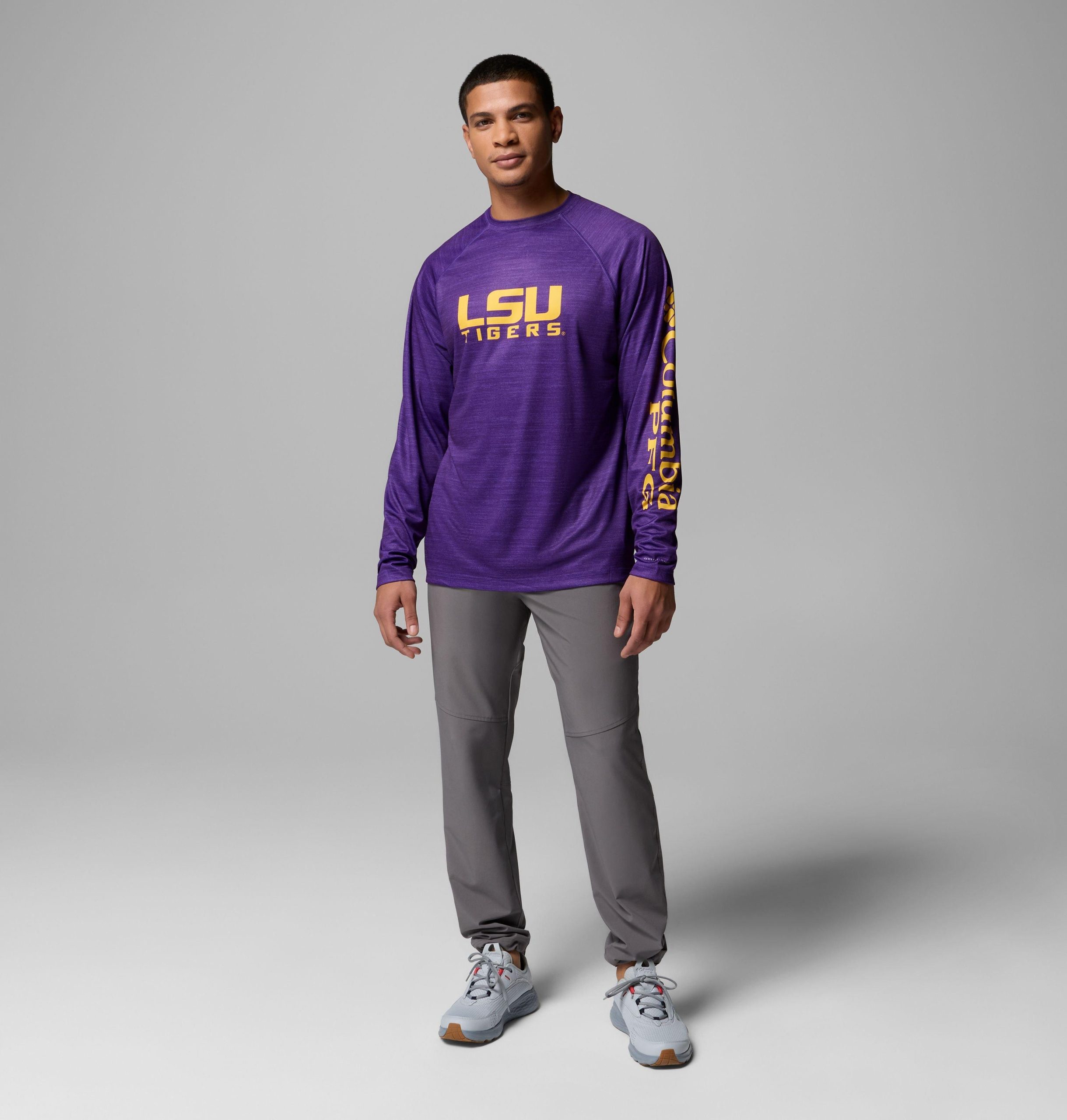 heren college pfg terminal tackle shirt met lange mouwen gemêleerd - lsu