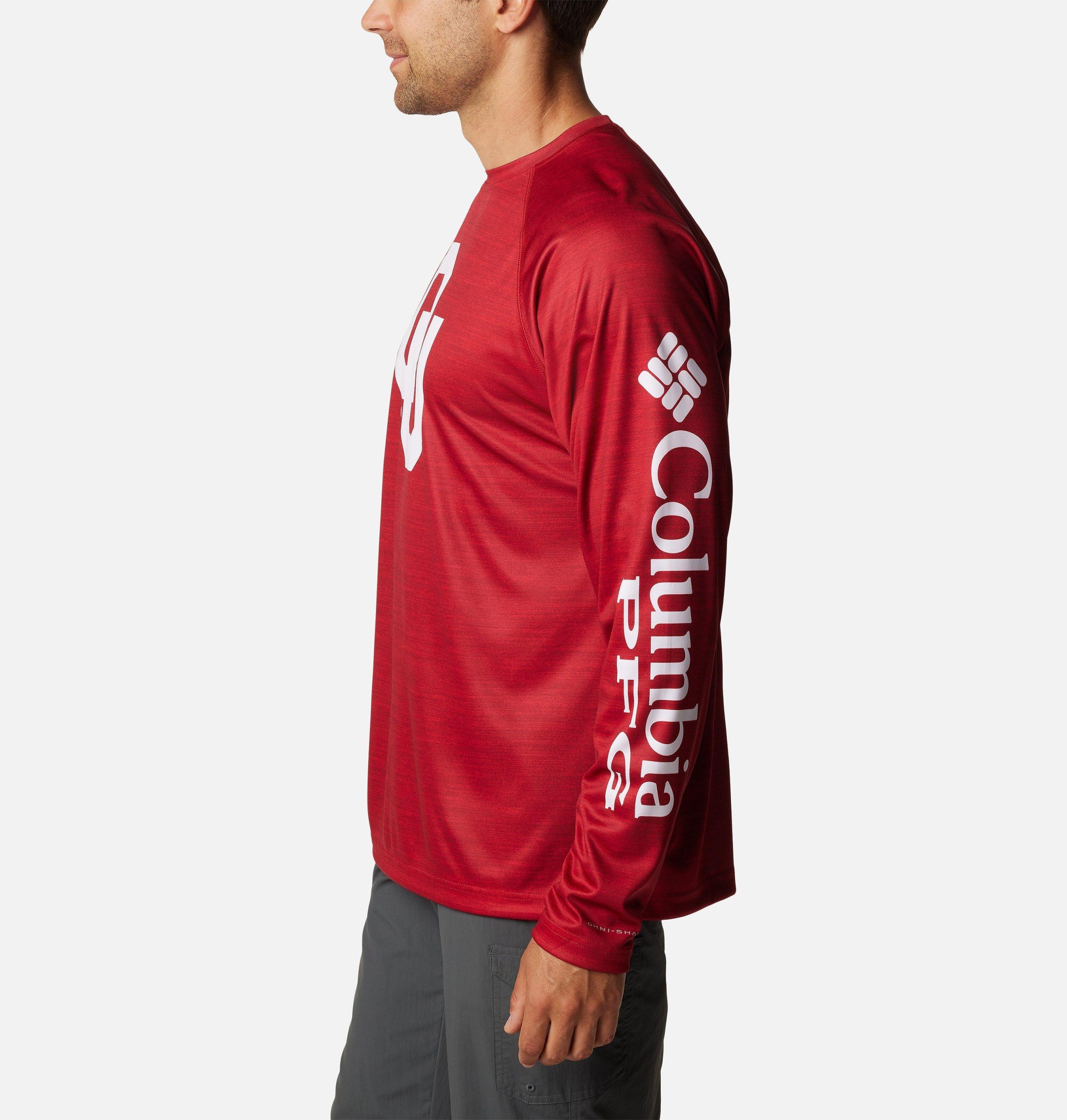 heren college pfg terminal tackle shirt met lange mouwen gemêleerd - oklahoma