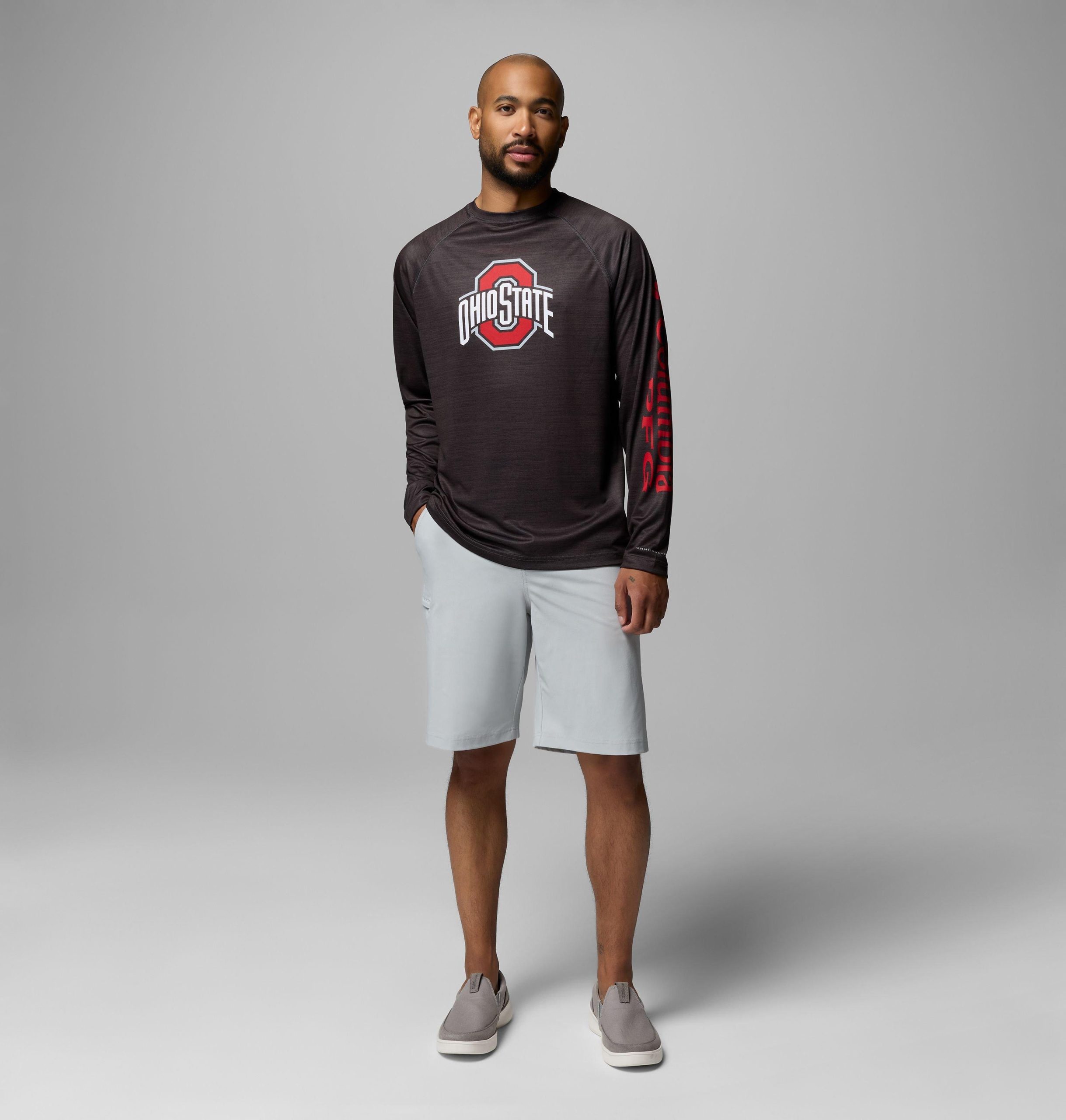 heren pfg terminal tackle shirt met lange mouwen gemêleerd - ohio state