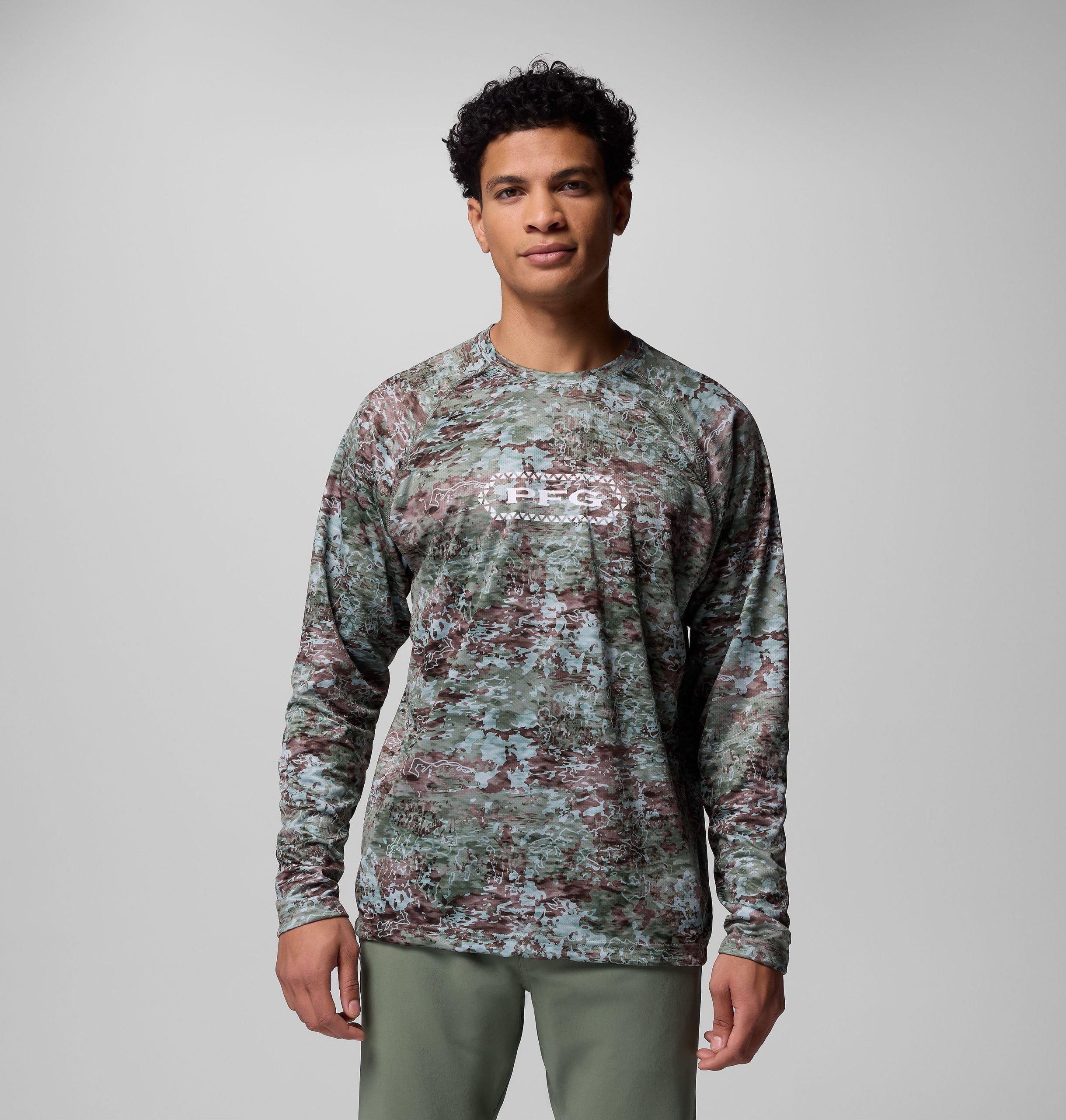 heren pfg super solar stream border hex shirt met lange mouwen