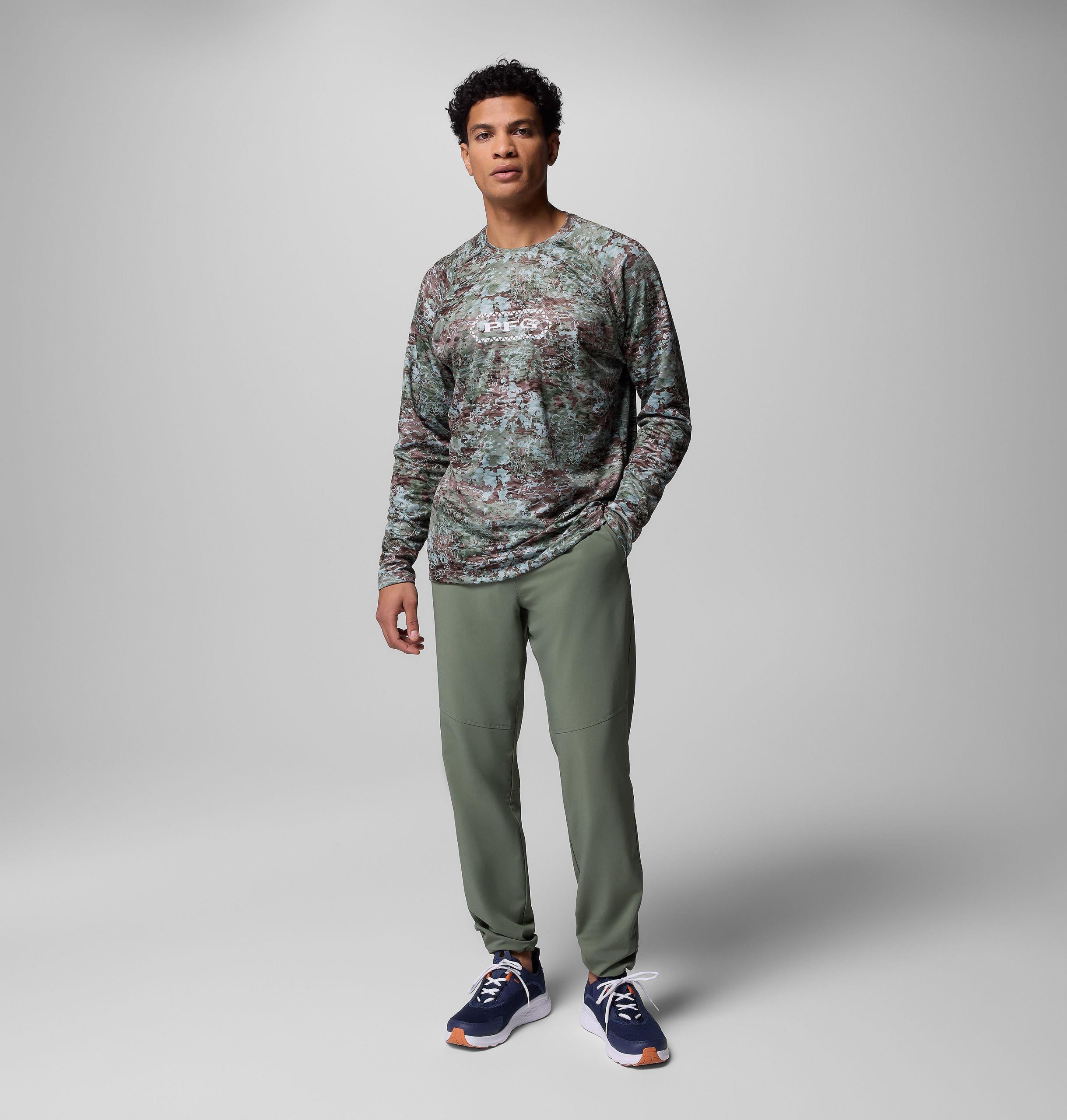 heren pfg super solar stream border hex shirt met lange mouwen