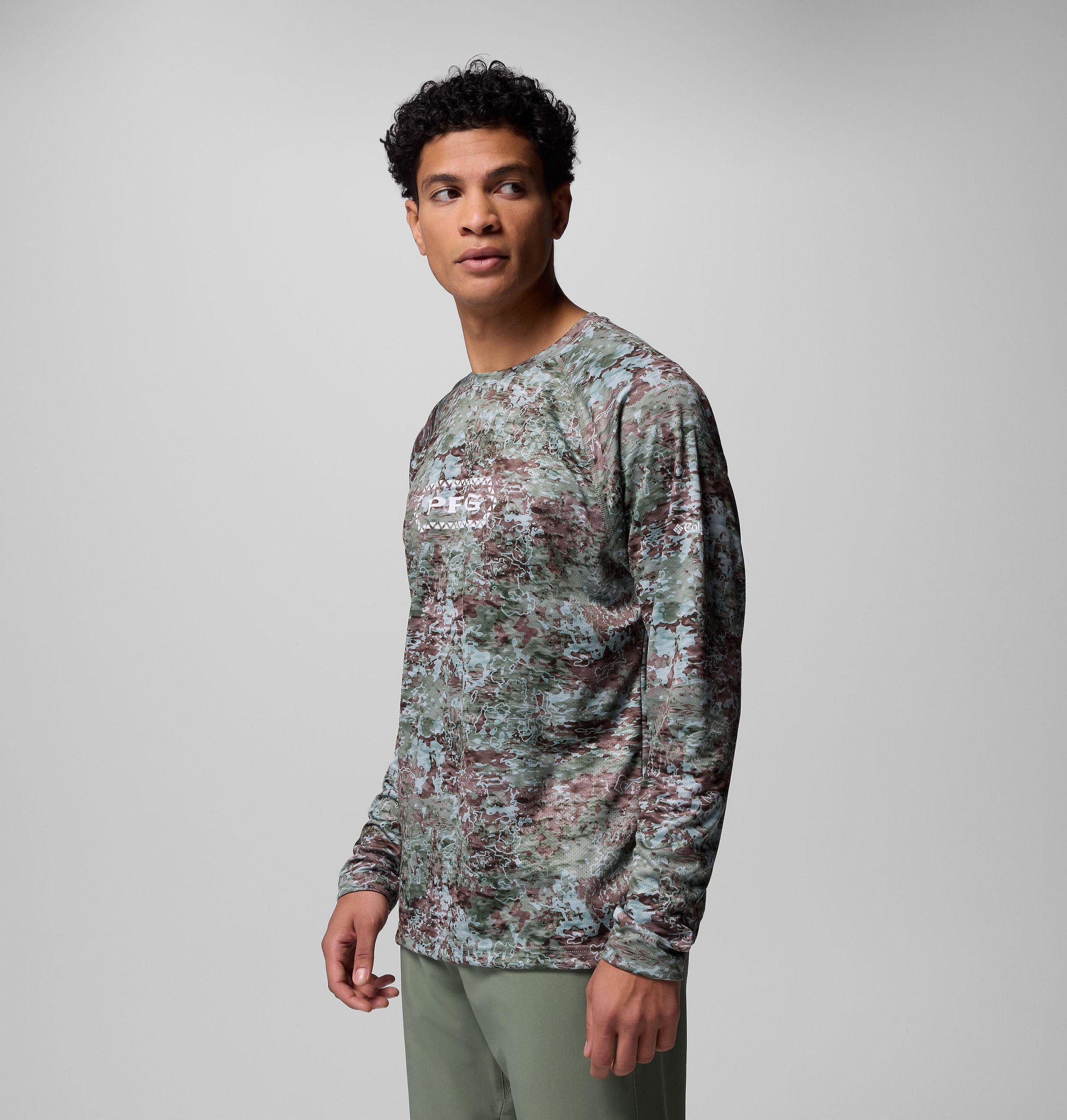 heren pfg super solar stream border hex shirt met lange mouwen