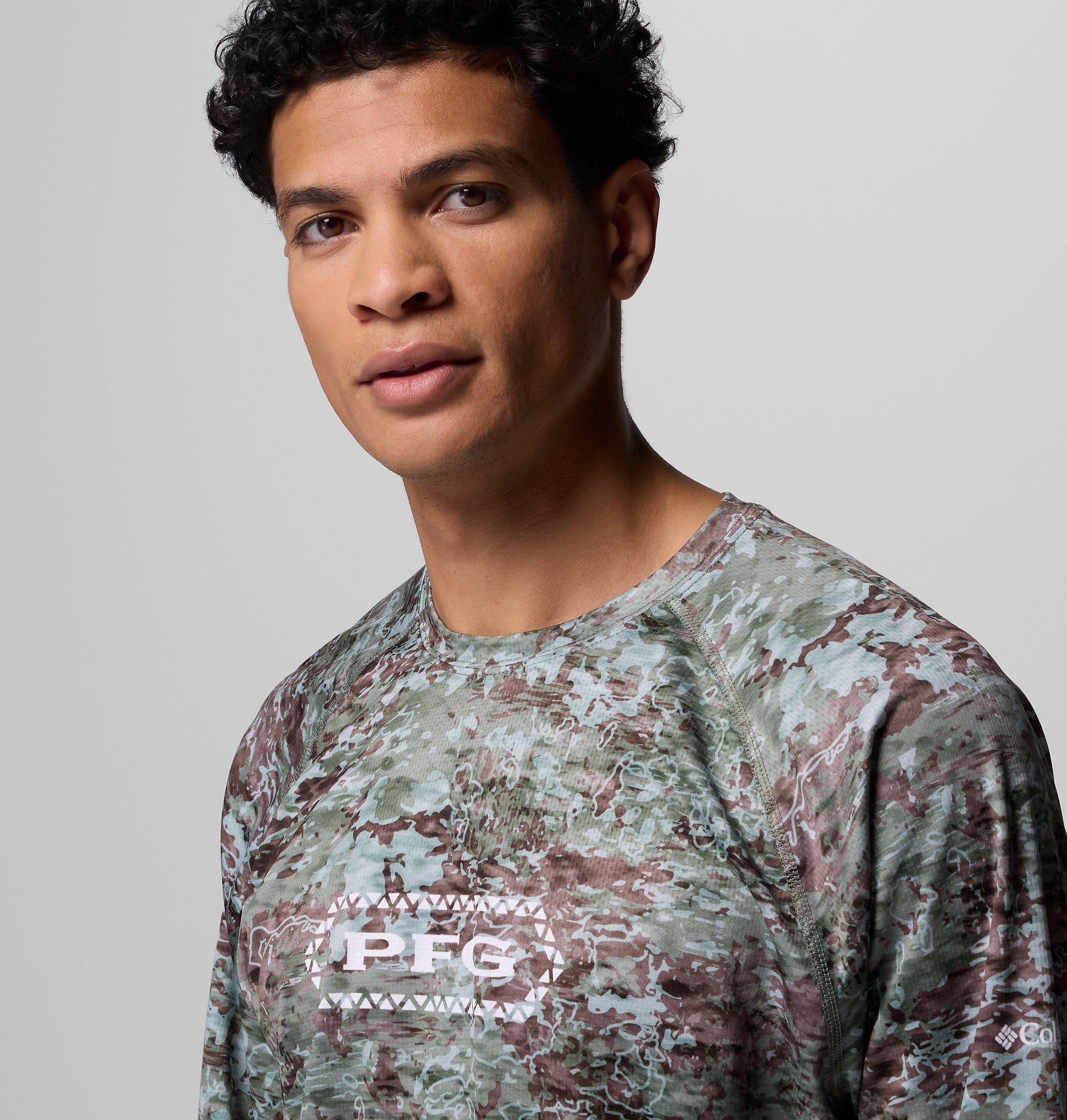 heren pfg super solar stream border hex shirt met lange mouwen