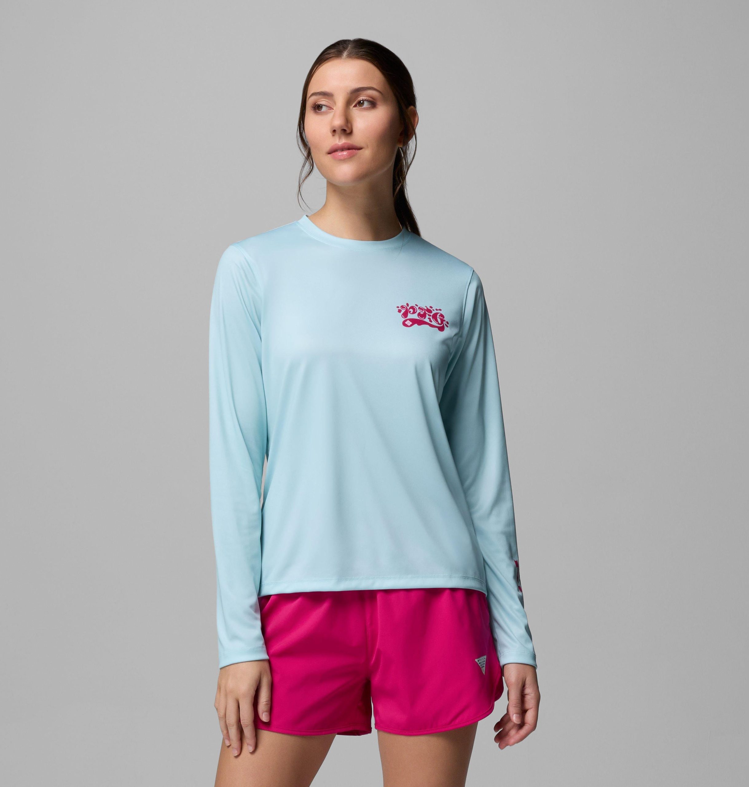 dames pfg tidal tee palm waves shirt met lange mouwen