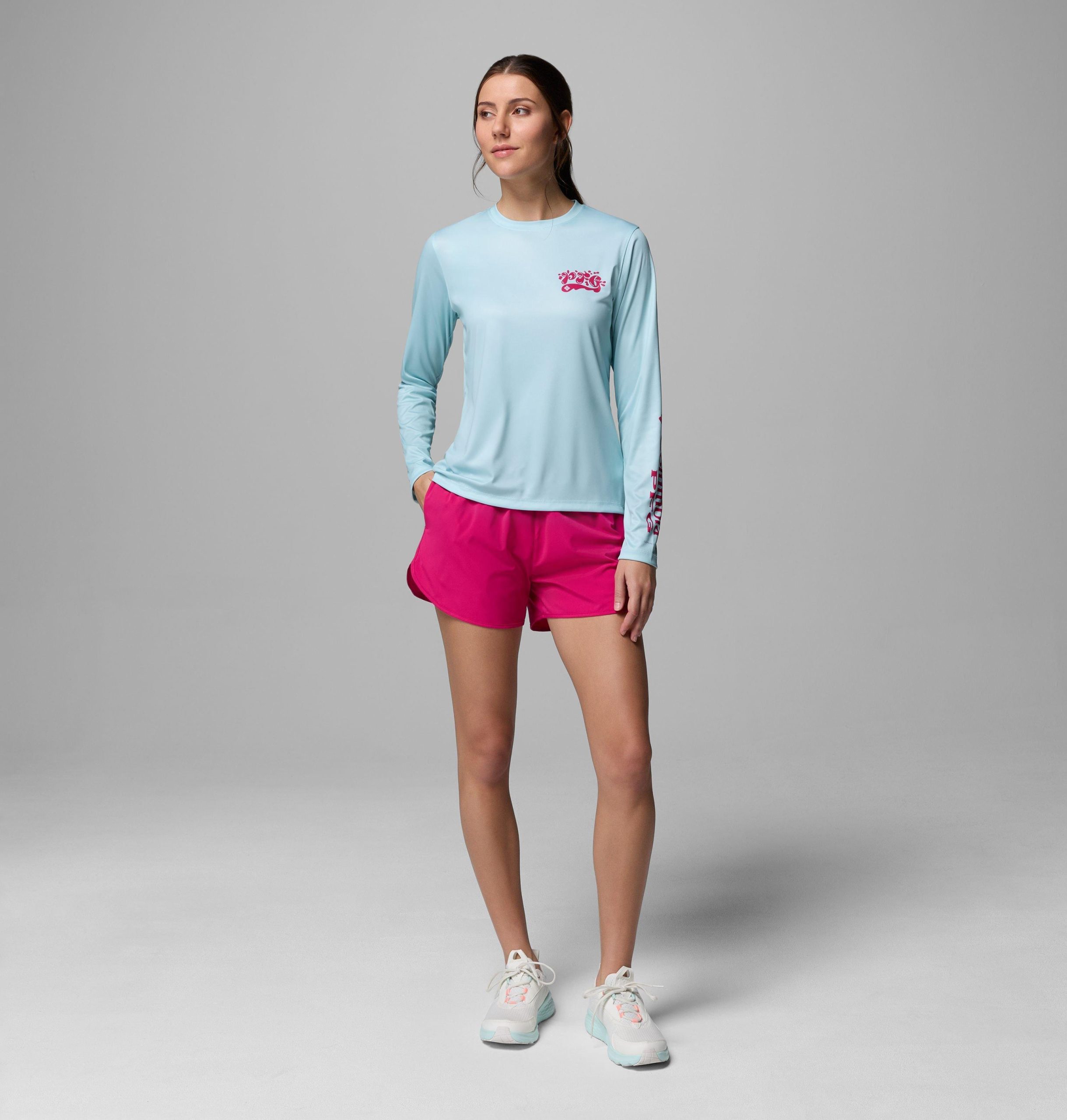 dames pfg tidal tee palm waves shirt met lange mouwen
