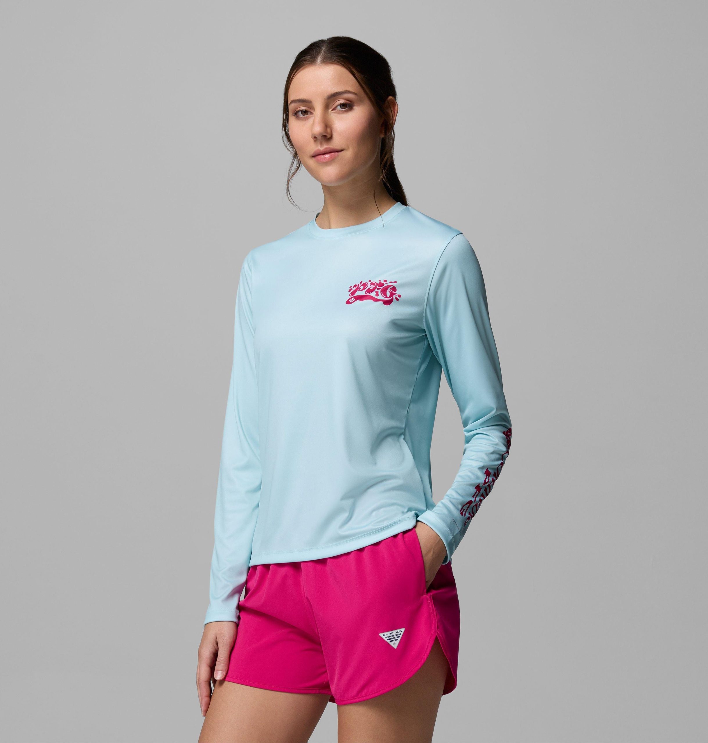 dames pfg tidal tee palm waves shirt met lange mouwen