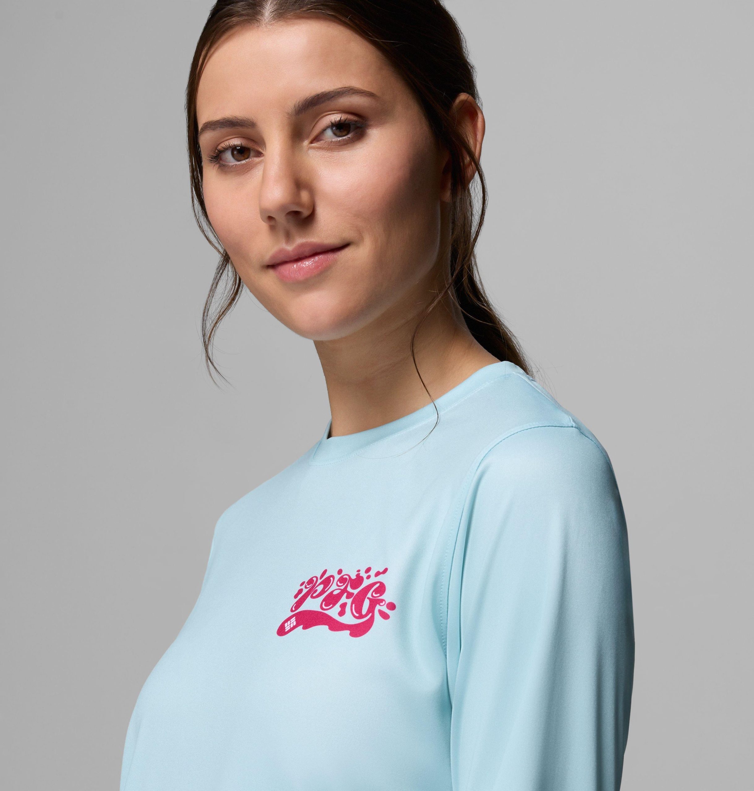 dames pfg tidal tee palm waves shirt met lange mouwen