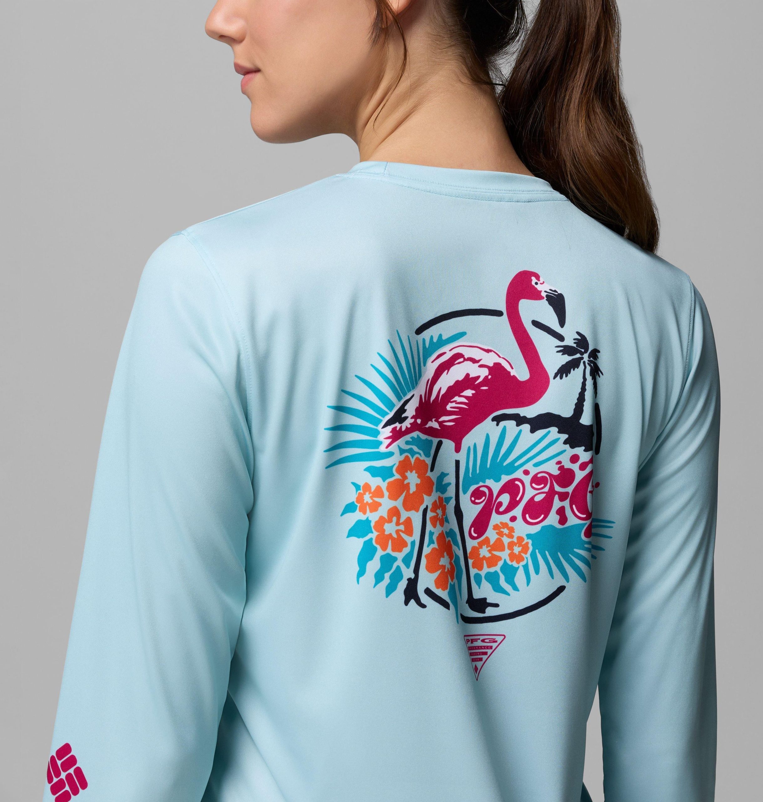 dames pfg tidal tee palm waves shirt met lange mouwen