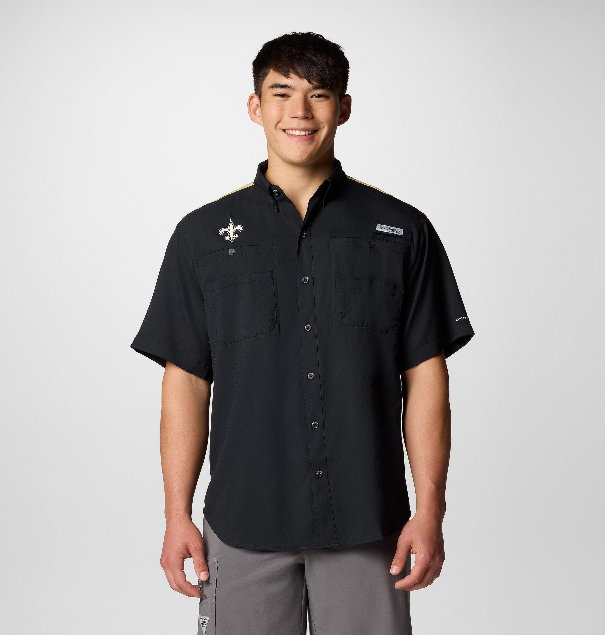 heren pfg tamiami colorblocked shirt met korte mouwen - new orleans saints