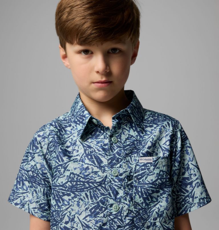 boys pfg super slack tide short sleeve camp shirt
