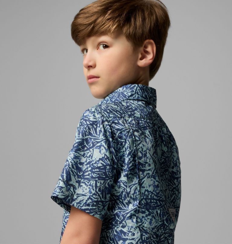 boys pfg super slack tide short sleeve camp shirt