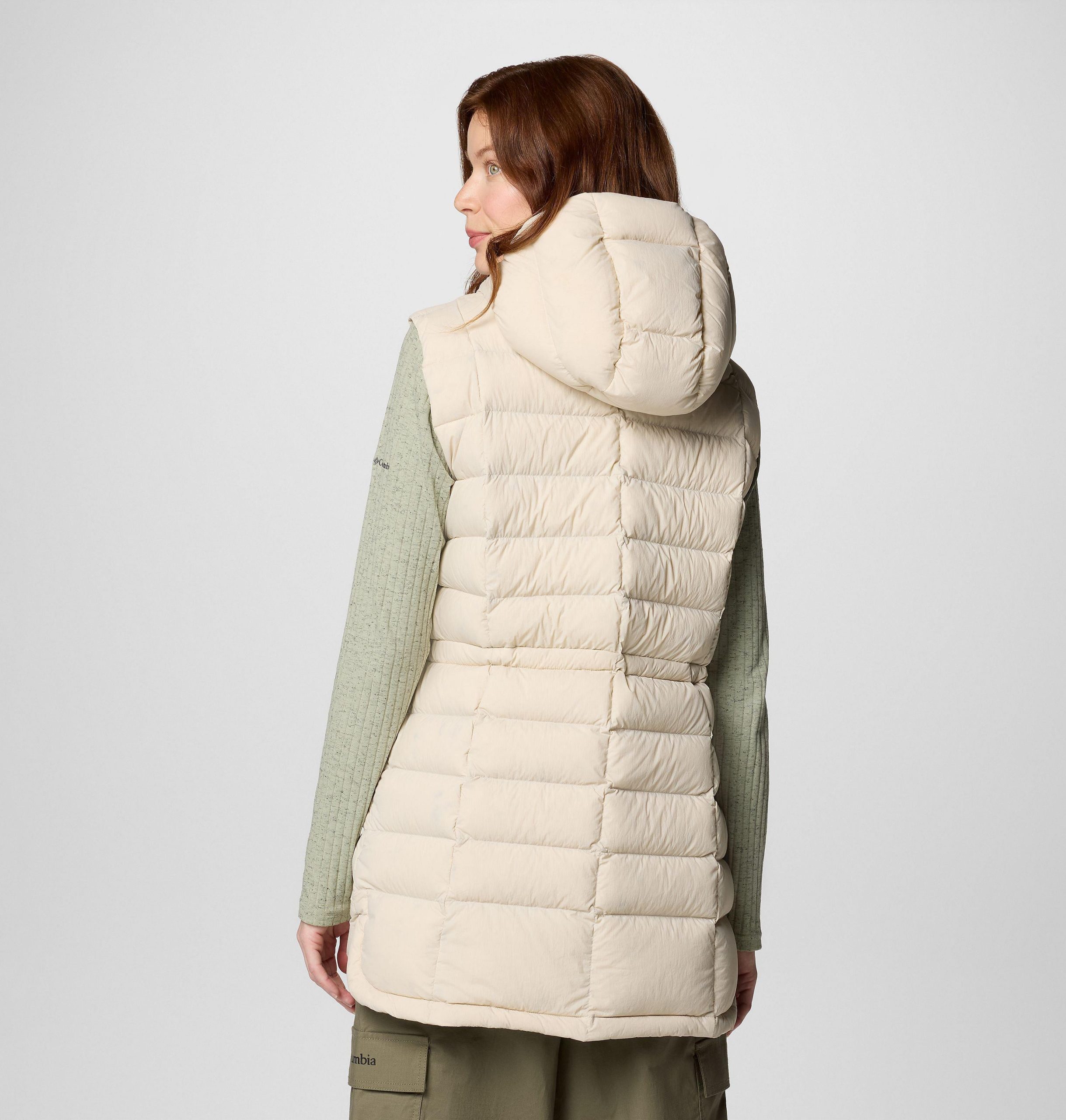 dames ardenwood mid donsvest met capuchon