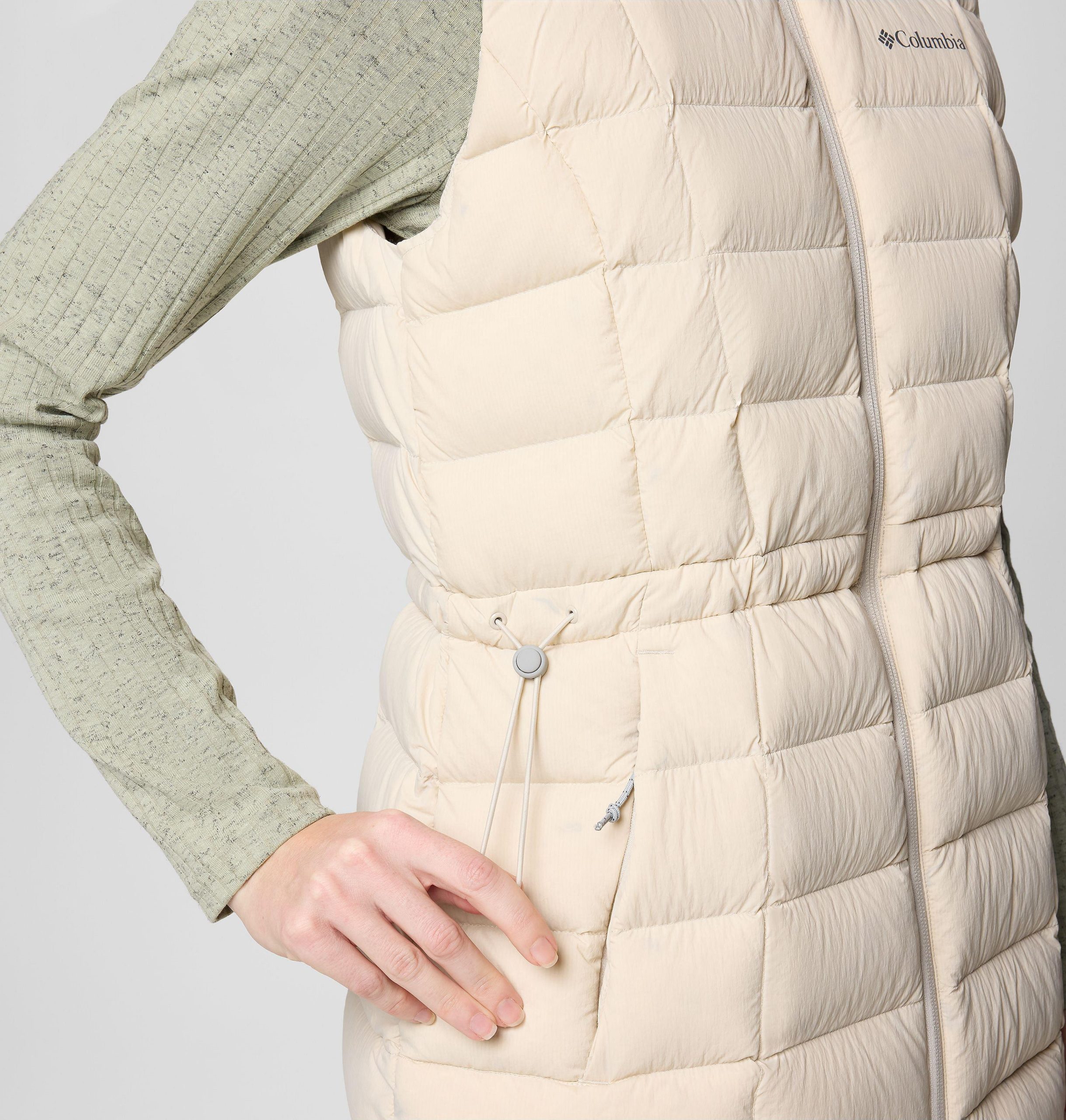 dames ardenwood mid donsvest met capuchon